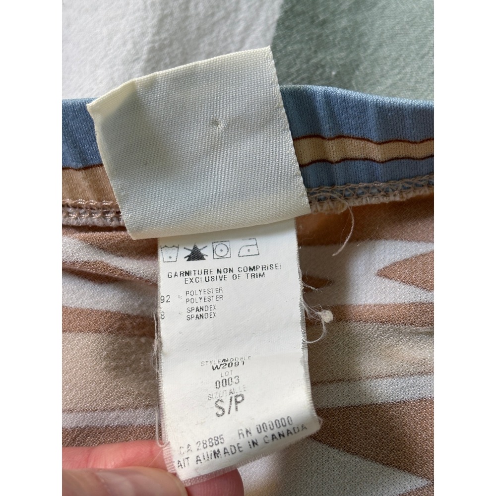 725 Originals Womens S Y2K Handkerchief Hem Tube Top Geometric Abstract Brown - Picture 5 of 12